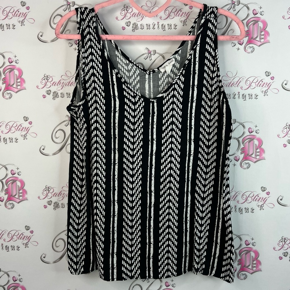Tribal tank top Aztec boho stripes Black and White Patterned Women's Top